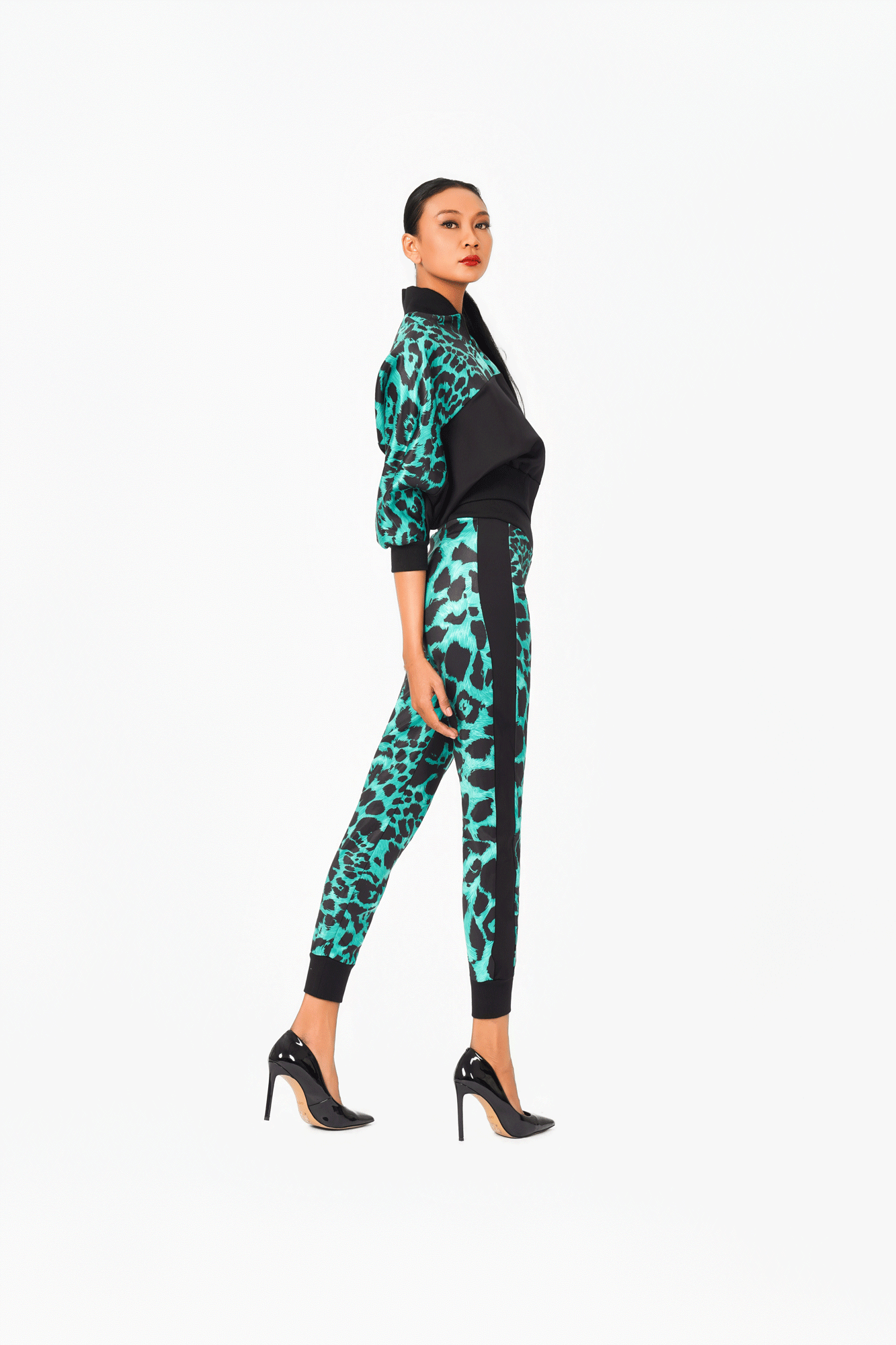 Green Leo Print Pants