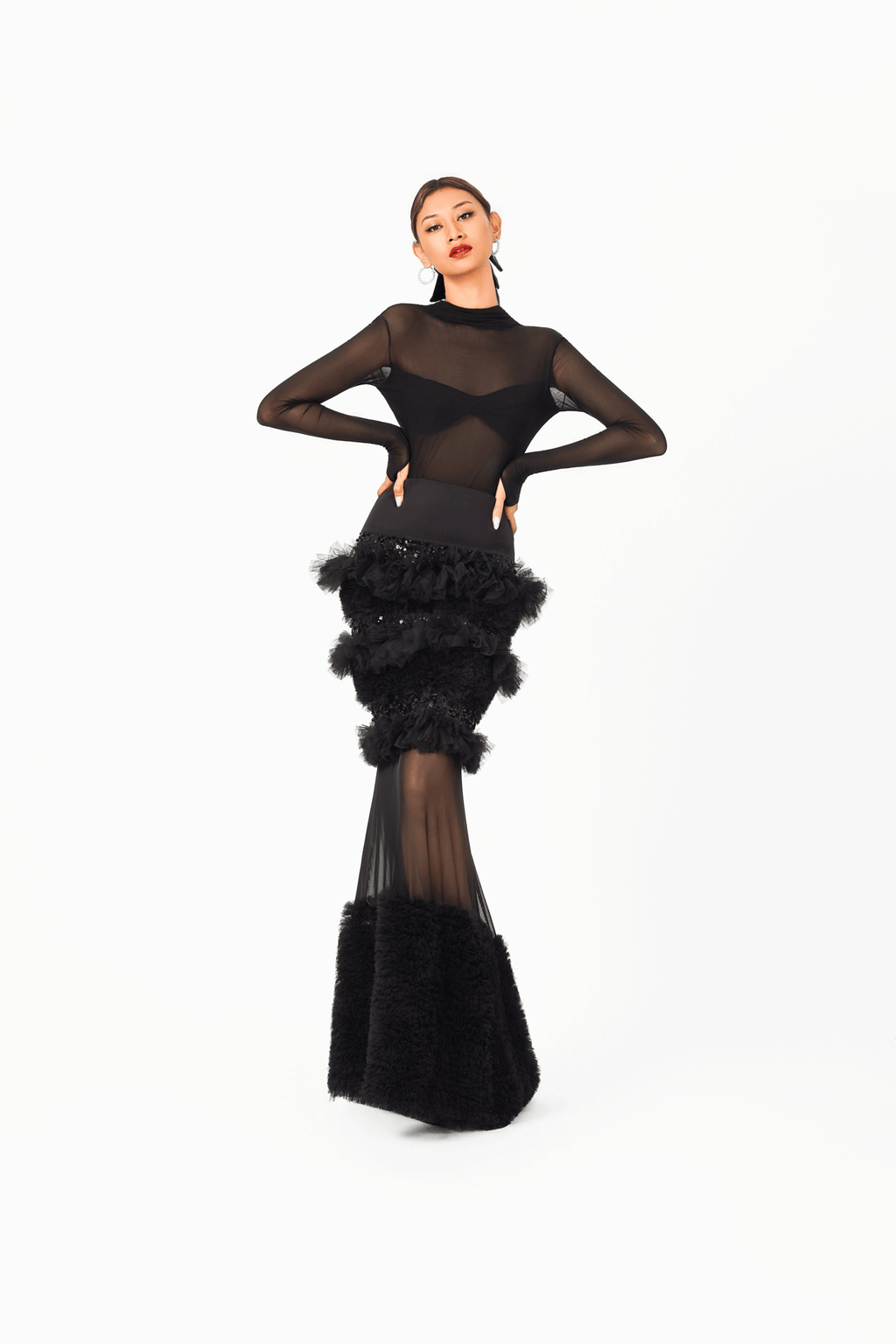 Long Sleeves Open Back Bodysuit