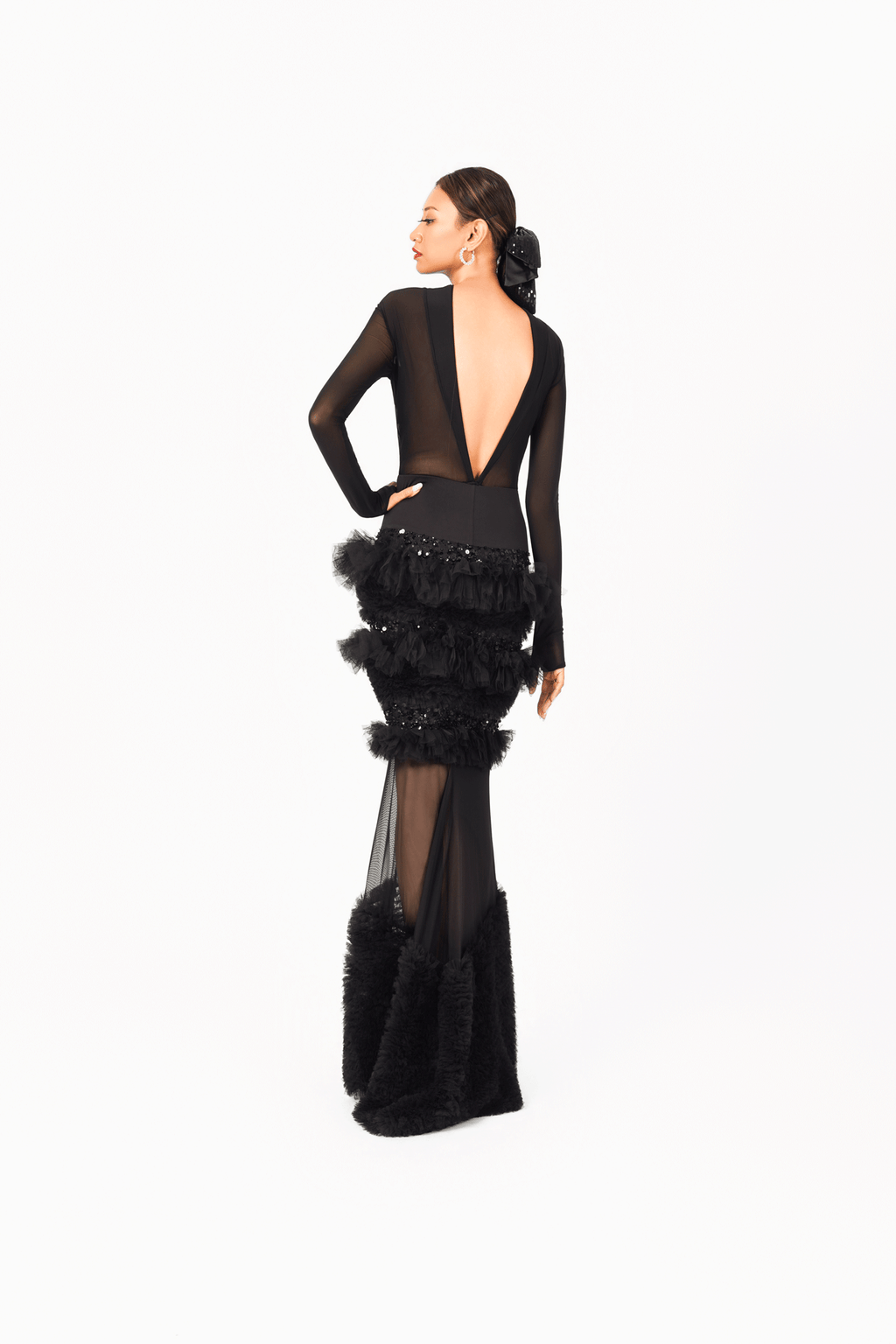 Long Sleeves Open Back Bodysuit