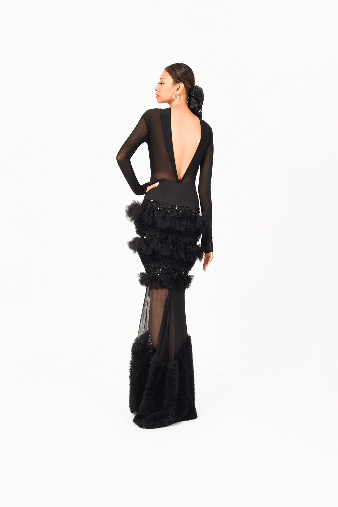 Long Sleeves Open Back Bodysuit