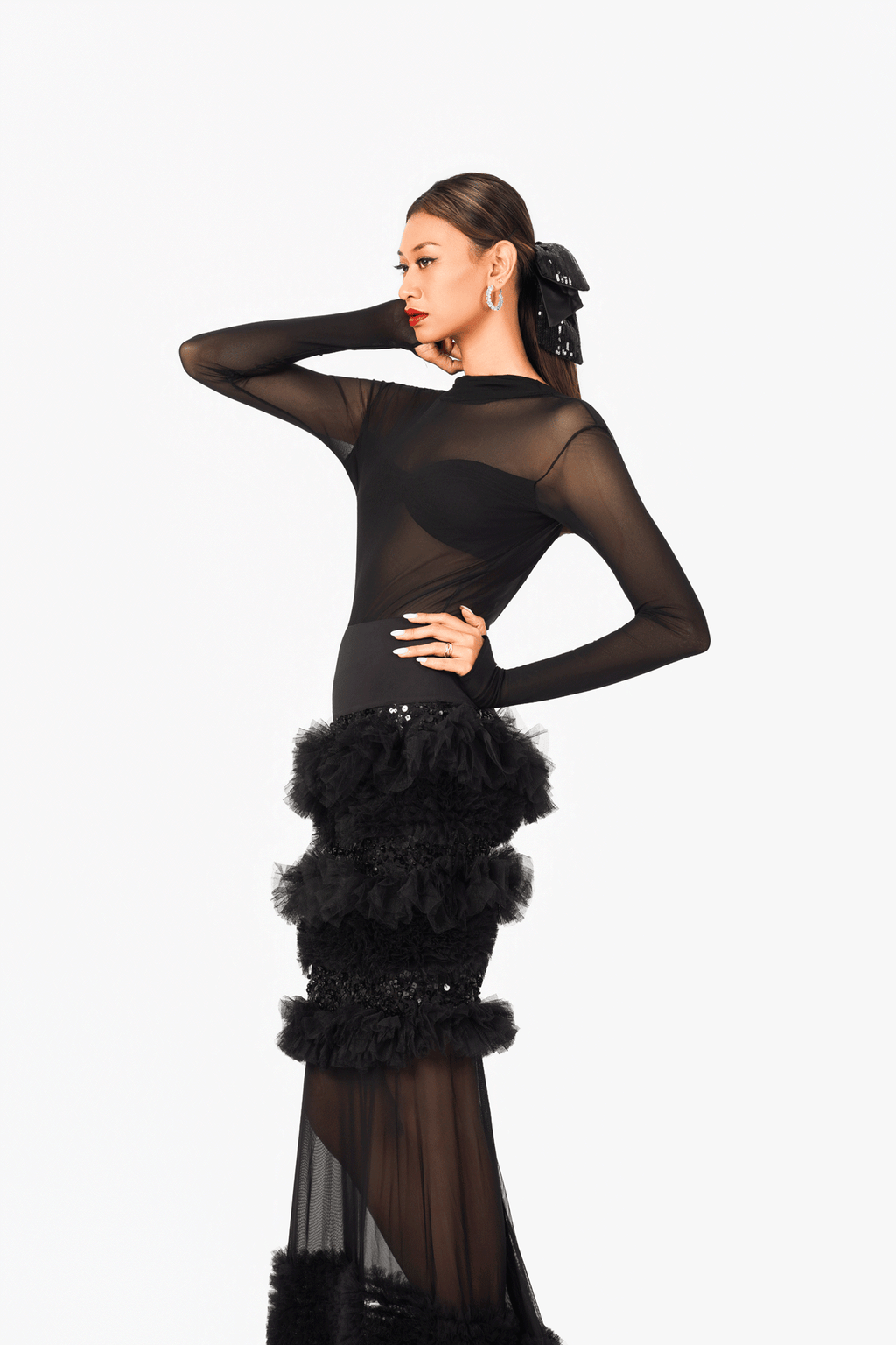 Long Sleeves Open Back Bodysuit