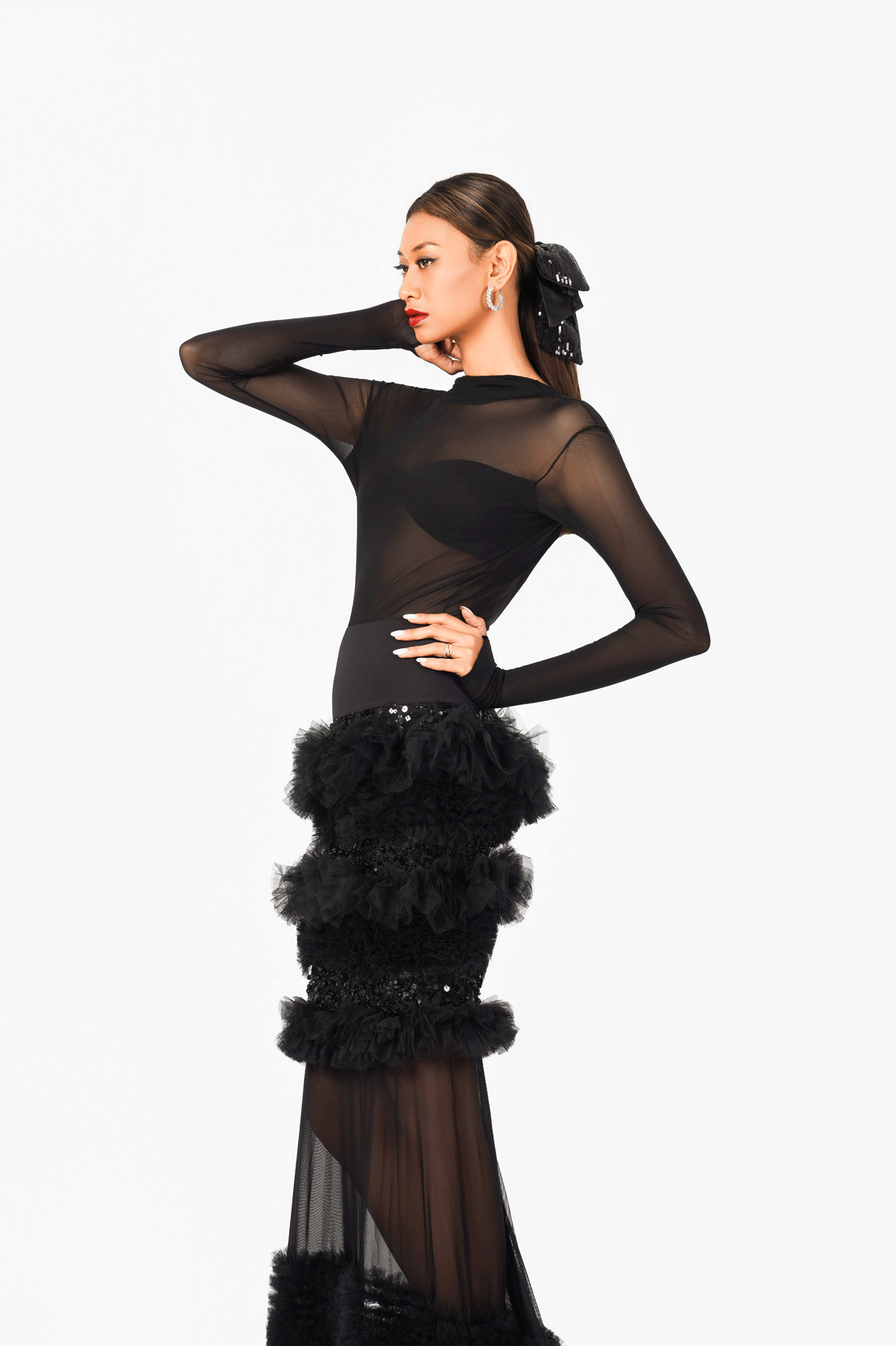 Long Sleeves Open Back Bodysuit