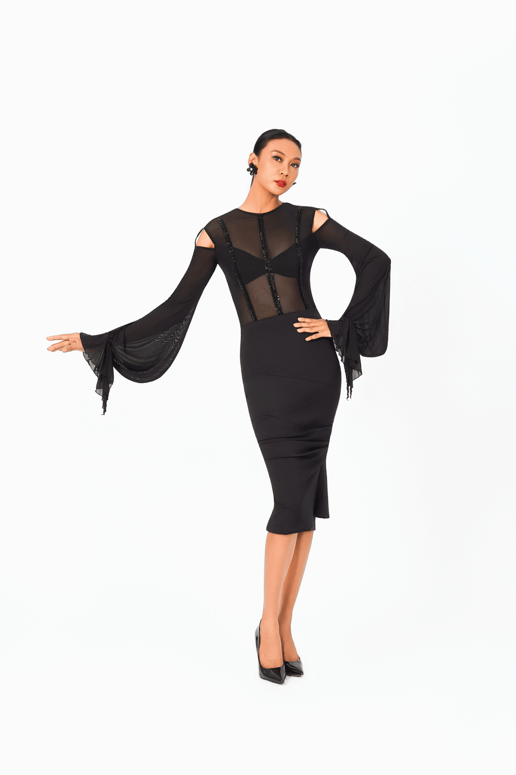 Lace Ruffles Long Sleeves Bodysuit
