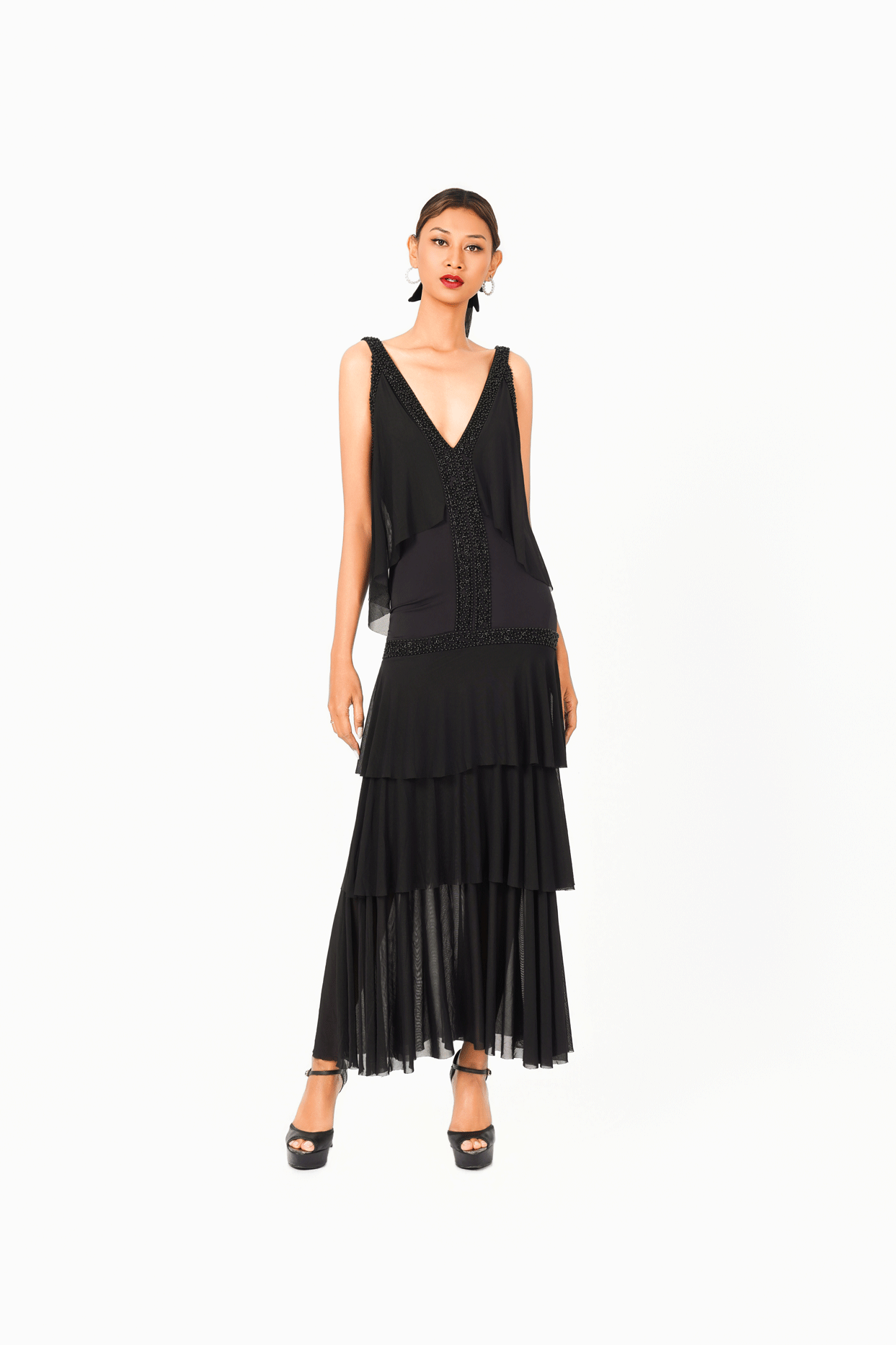 Sleeveless Layers Evening Dress