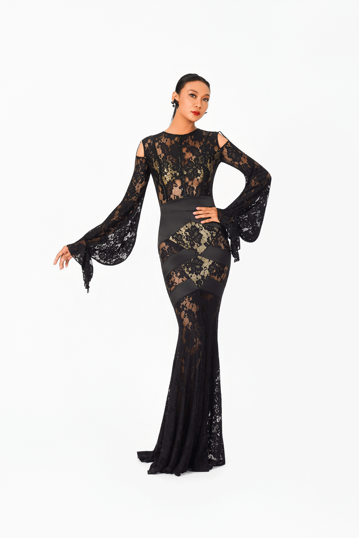 Lace Ruffles Long Sleeves Bodysuit