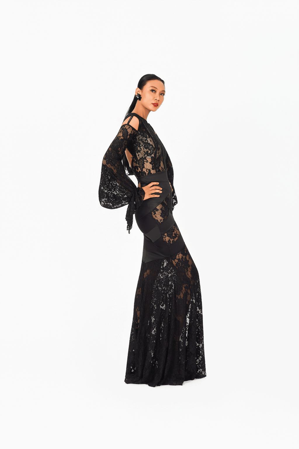 Lace Ruffles Long Sleeves Bodysuit