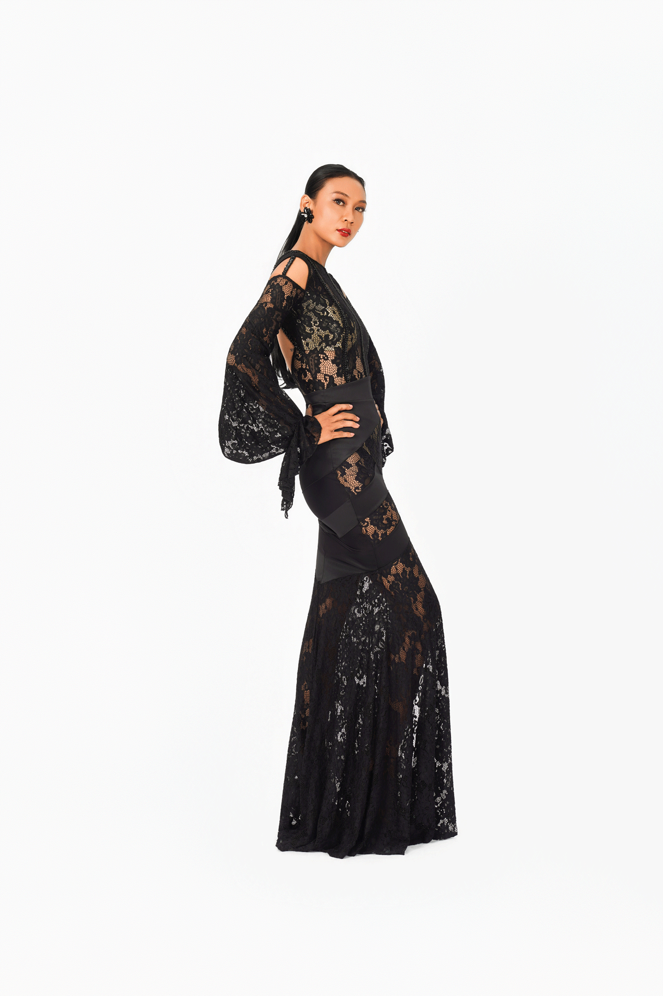 Lace Ruffles Long Sleeves Bodysuit