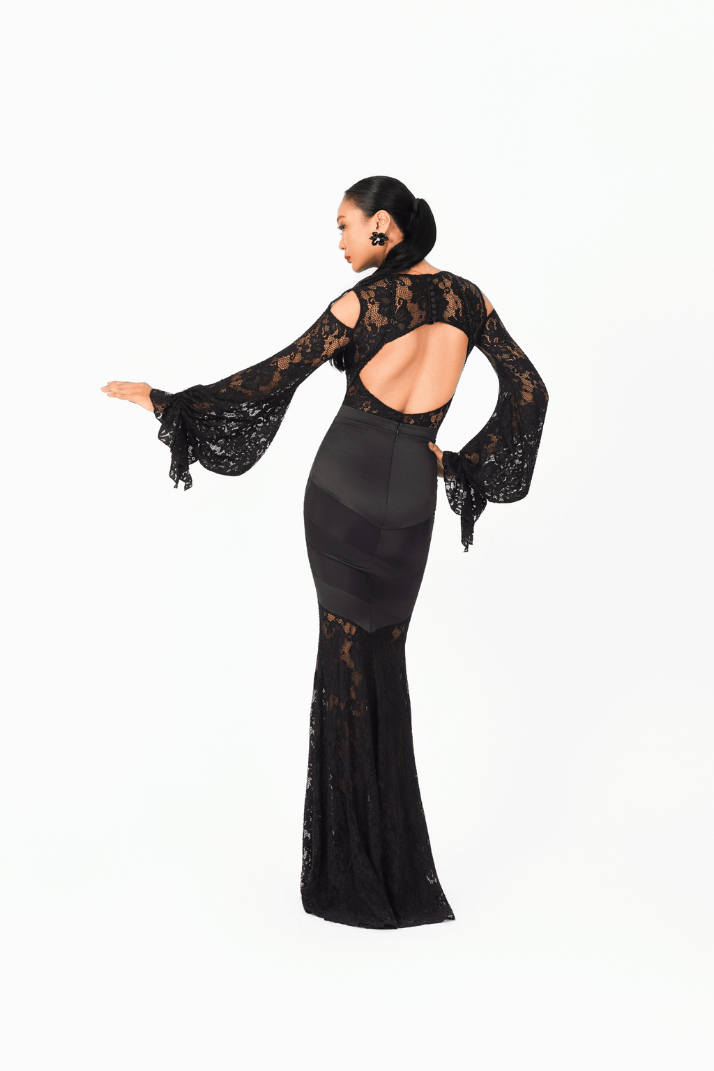 Lace Ruffles Long Sleeves Bodysuit
