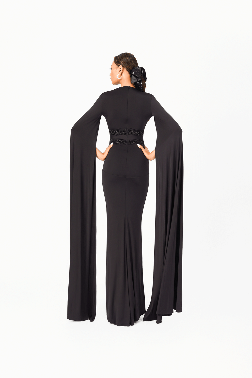 Long Sleeves V-Neck Evening Dress