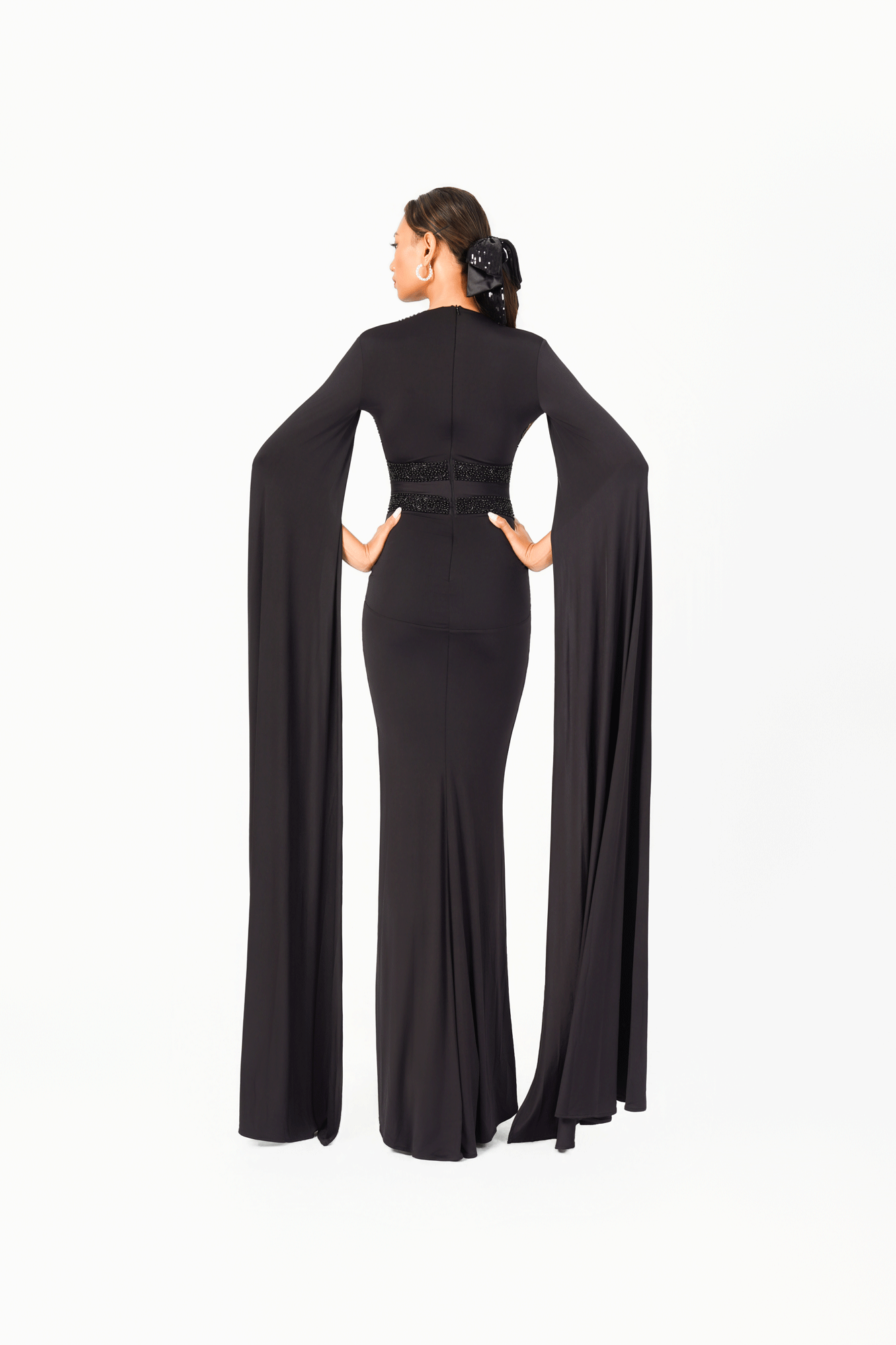Long Sleeves V-Neck Evening Dress