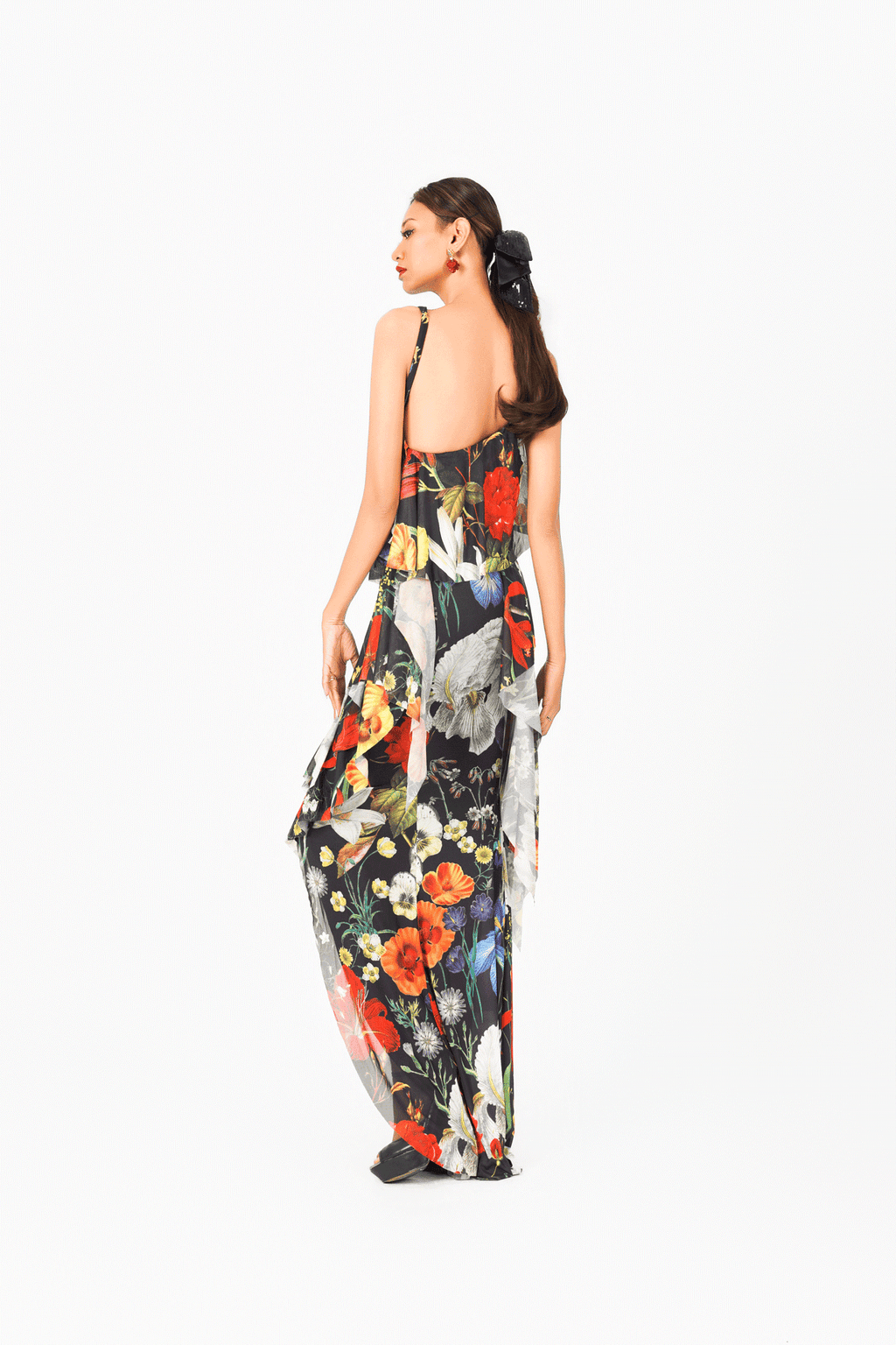 Sleeveless Asymmetric Back Evening Dress