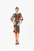 Boat Neck Open Back Cocktail Dress