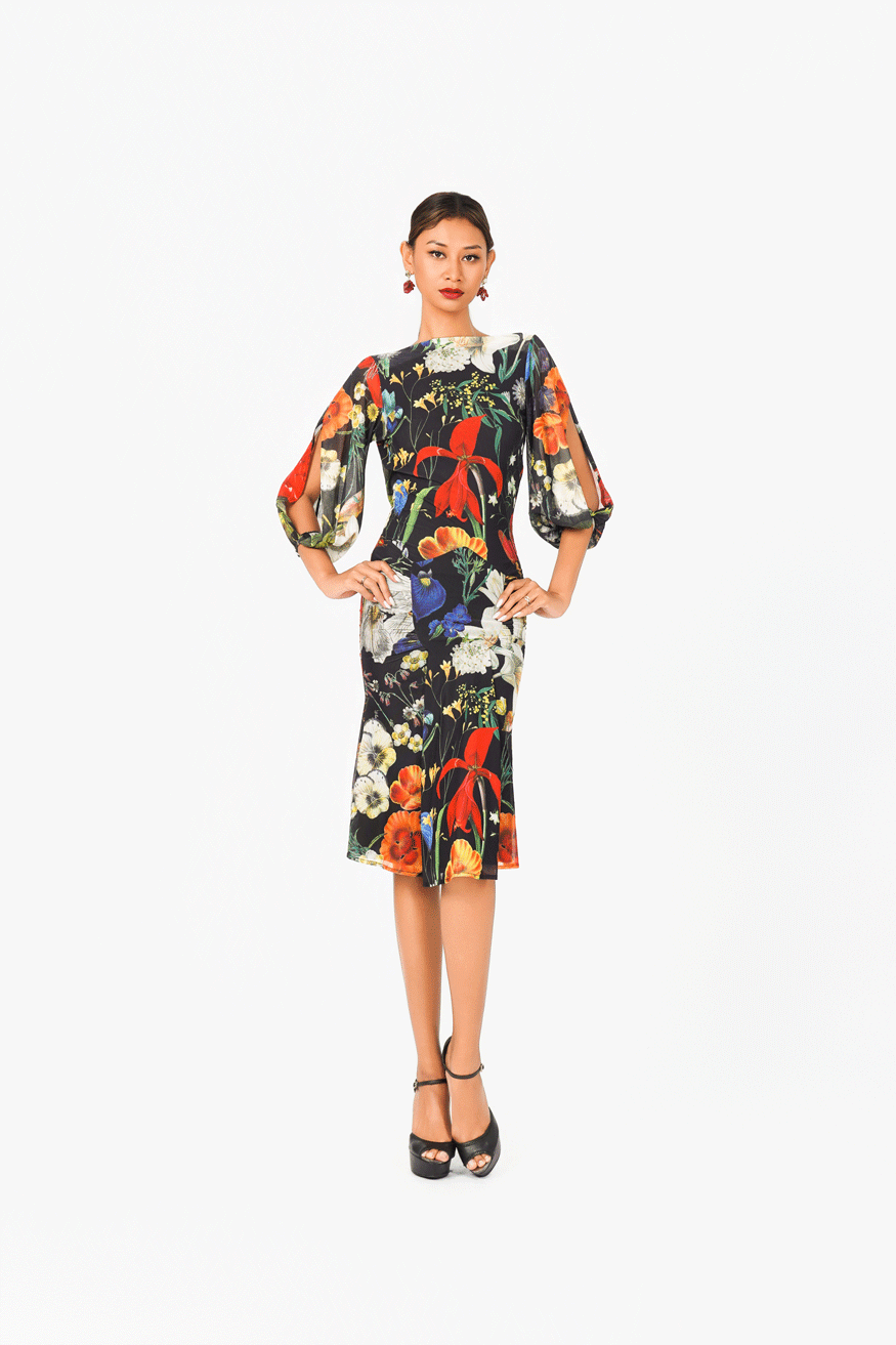 Boat Neck Open Back Cocktail Dress