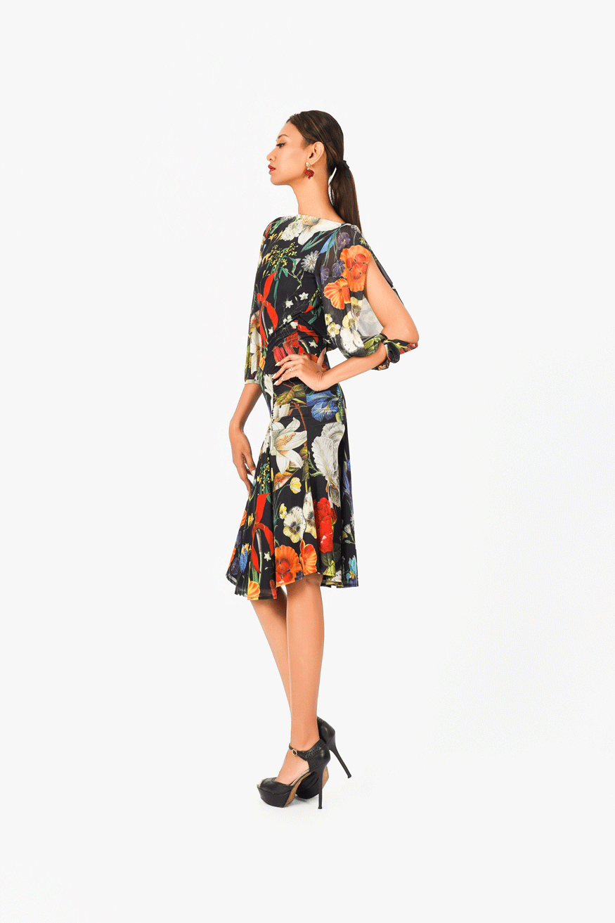 Boat Neck Open Back Cocktail Dress