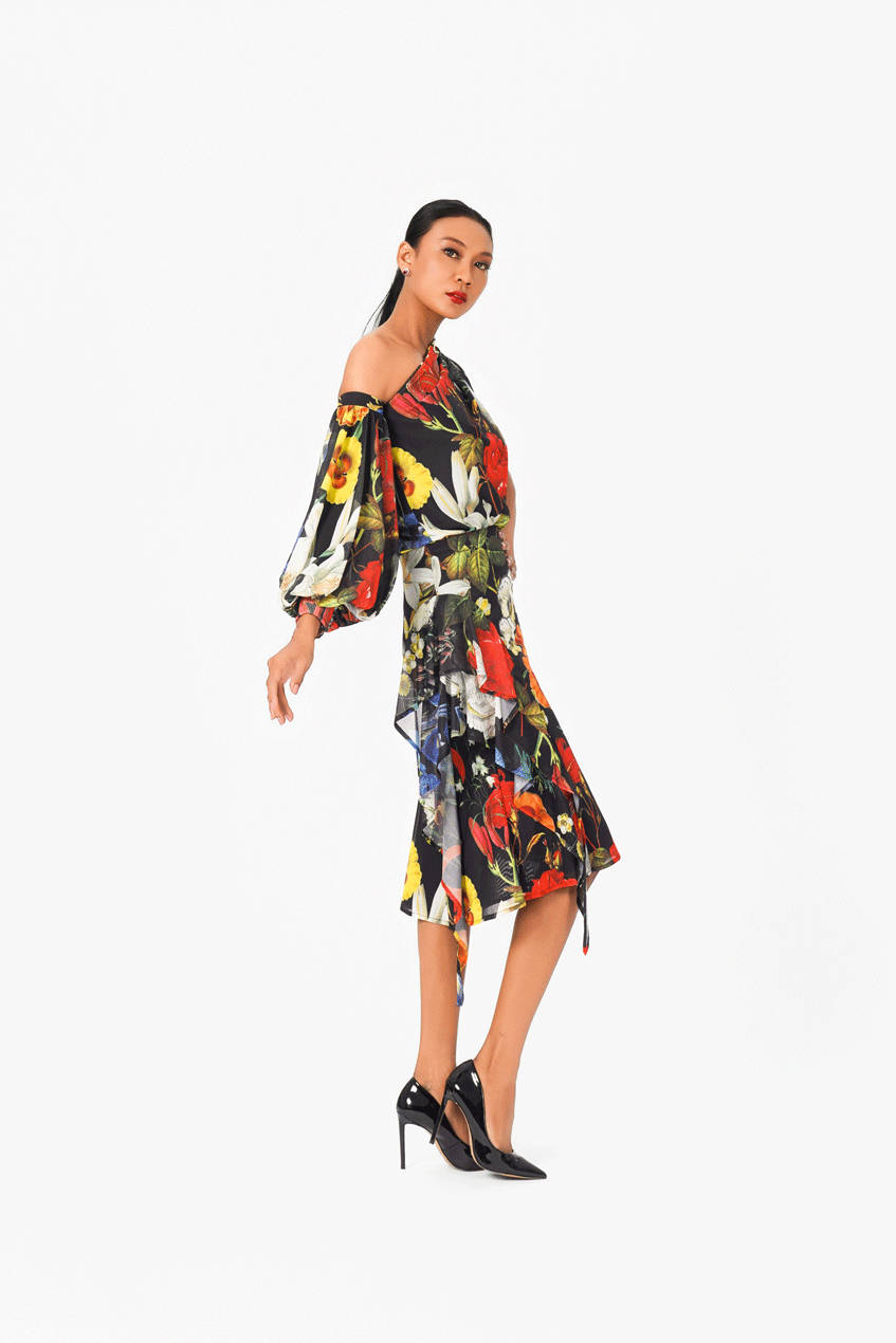 Floral Print Ruffle Short Skirt