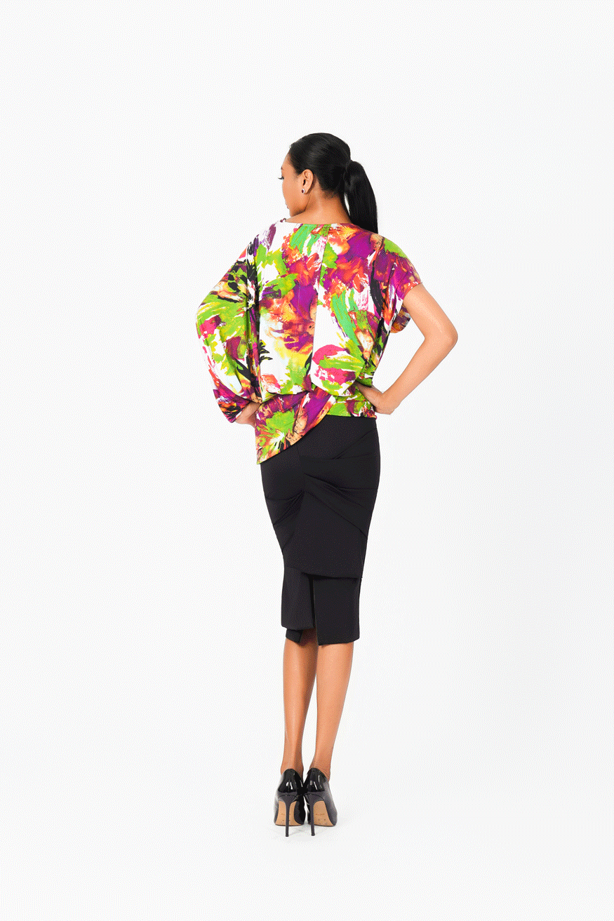 Asymmetric V-Neck Floral Top