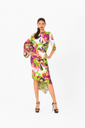 Boat Neck Long Sleeves Floral Dress