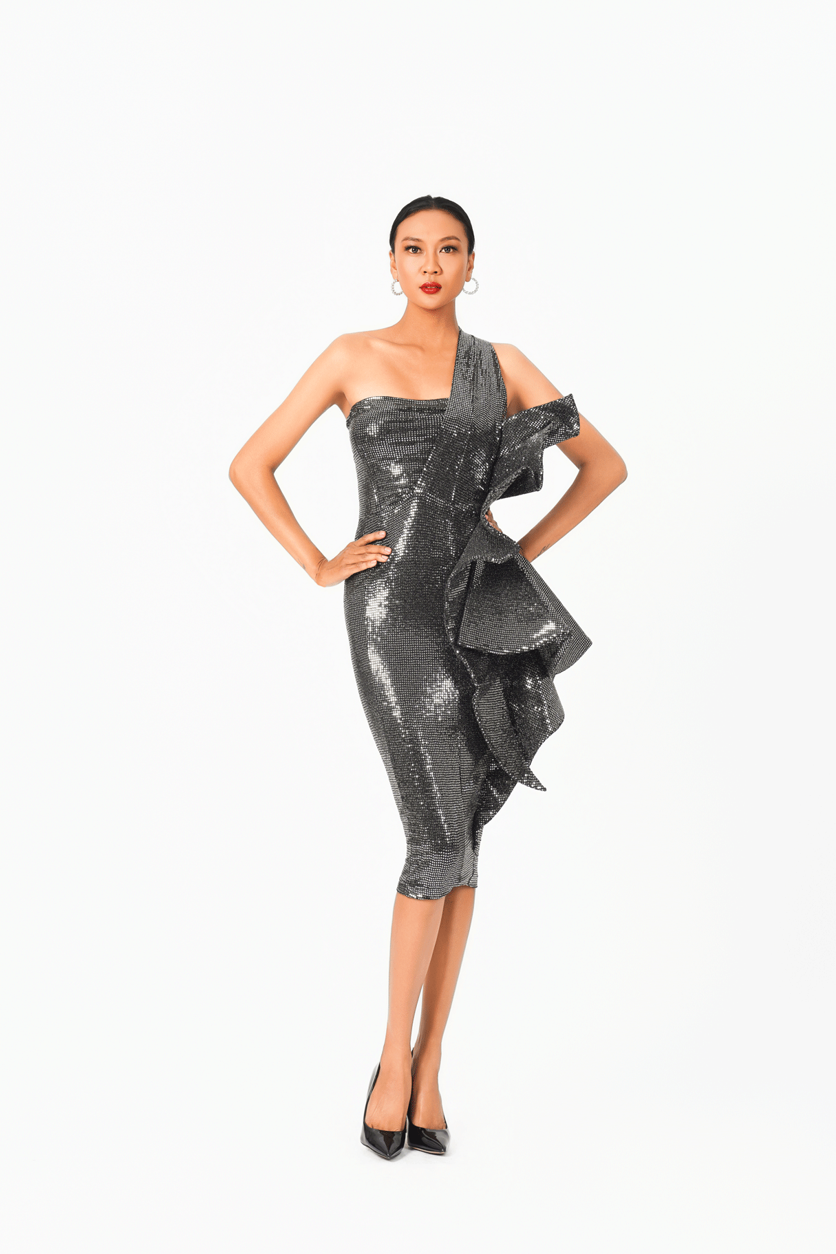 Asymmetric Sleeveless Ruffles Cocktail Dress
