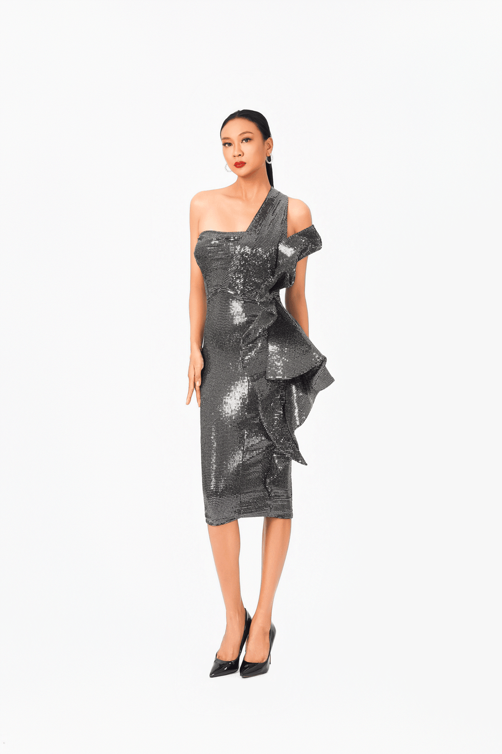 Asymmetric Sleeveless Ruffles Cocktail Dress