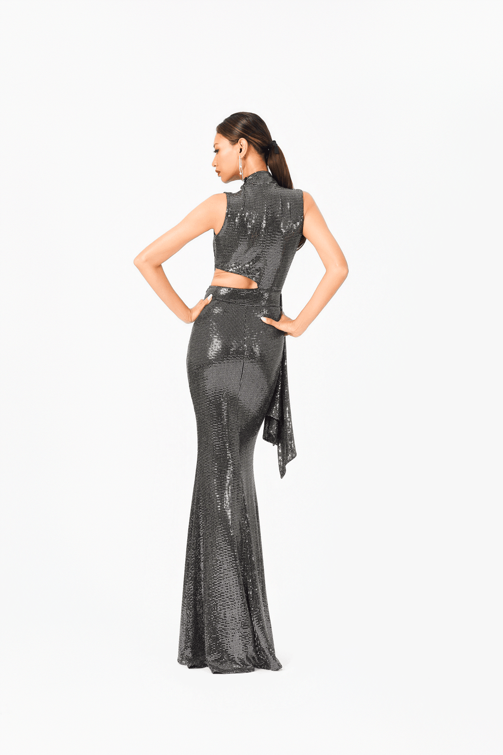 High Neckline Sleeves Evening Dress