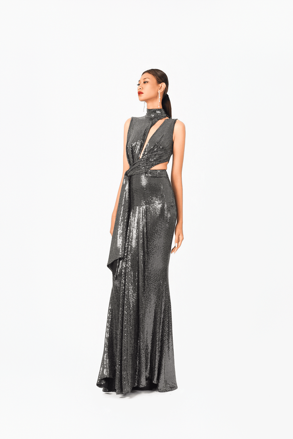 High Neckline Sleeves Evening Dress