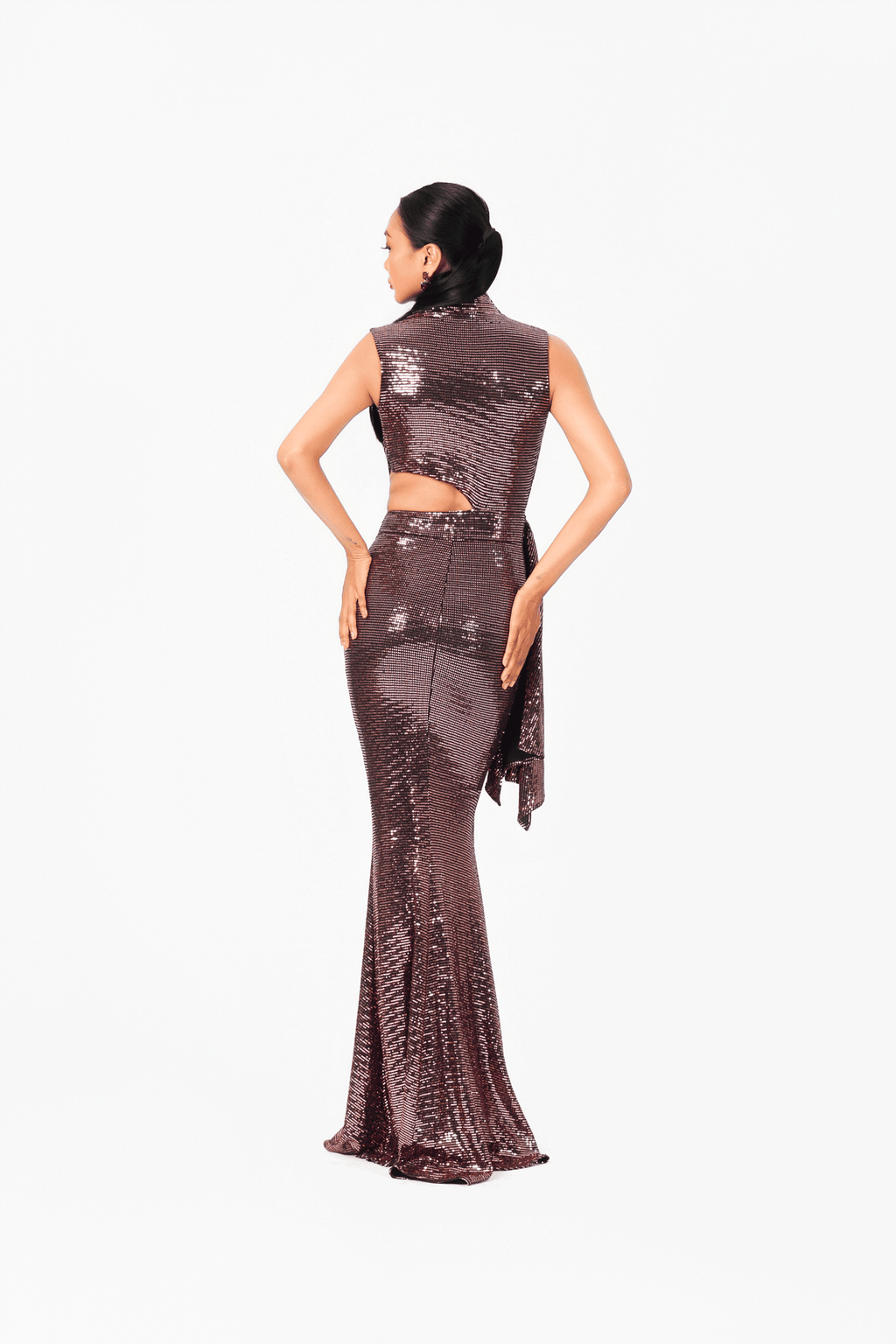 High Neckline Sleeves Evening Dress