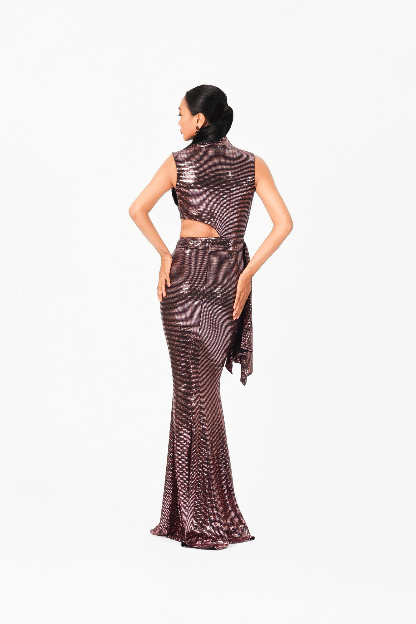 High Neckline Sleeves Evening Dress