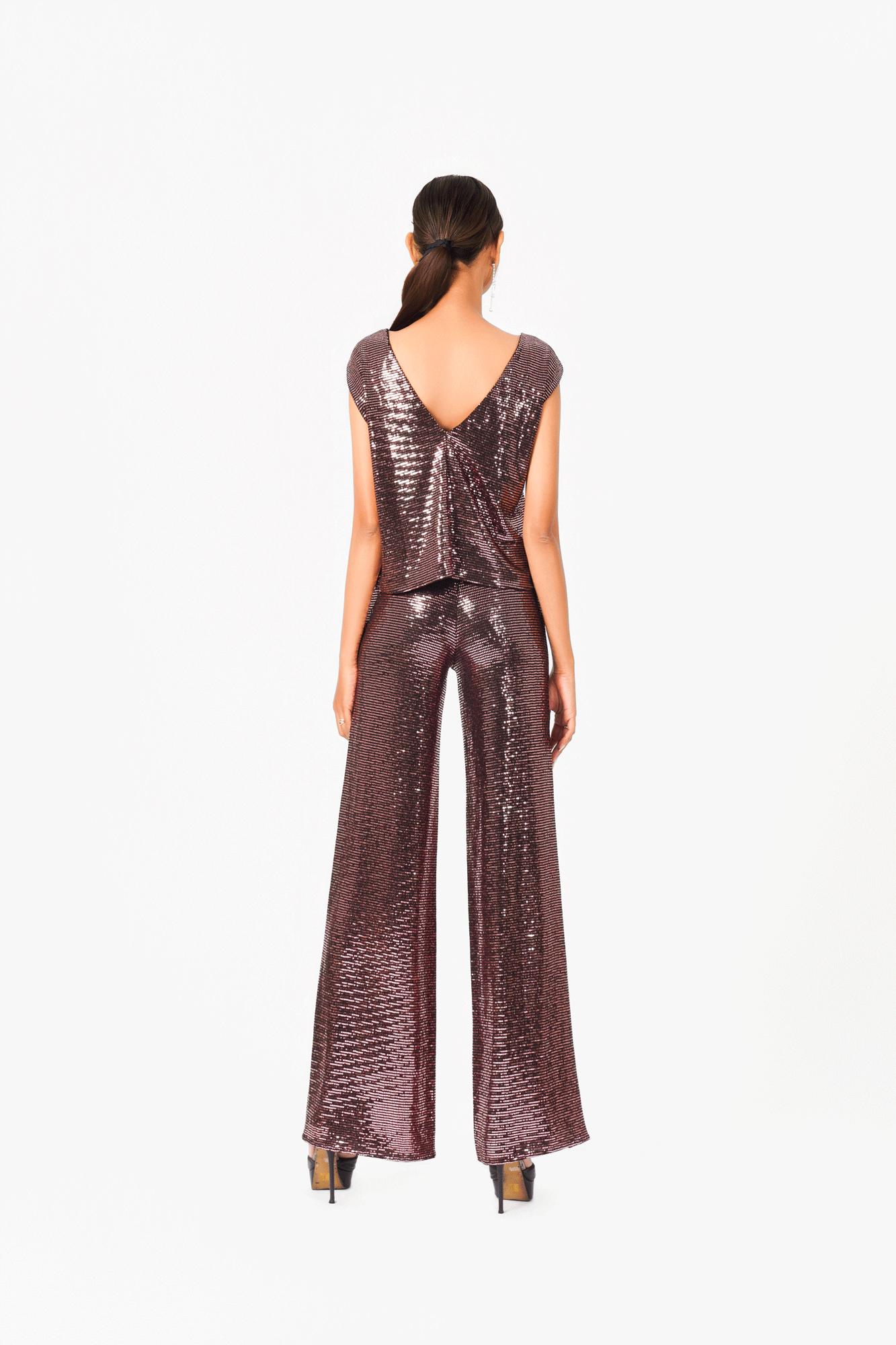 Mirror Sequin Wide Leg Pants