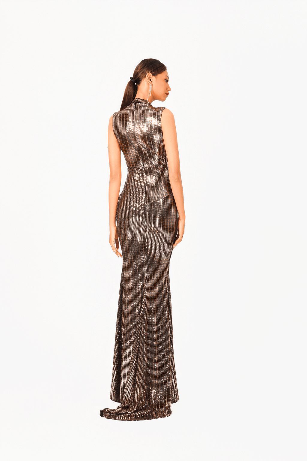 Deep-V Collar Evening Dress