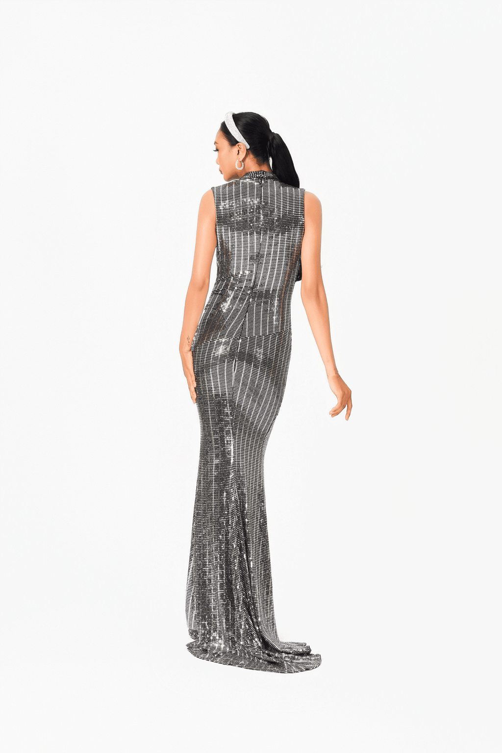 Deep-V Collar Evening Dress