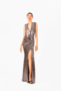 Deep-V Slit Evening Dress
