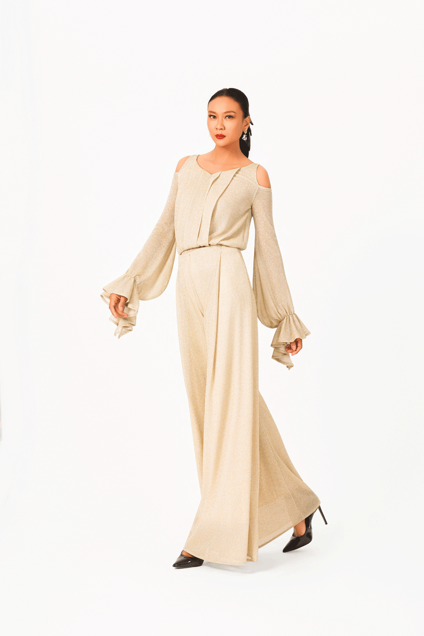 Shinning Chiffon Long Sleeves Top