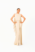 Volume Ruffled Sleeveless Evening Dress