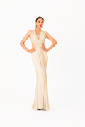 Deep-V Evening Dress with Cut-Out Detail