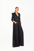 Sleeveless Long Jacket with Shoulder Details