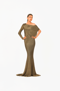Asymmetric Off-Should Long Sleeves Evening Dress