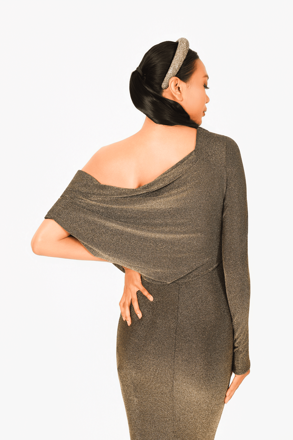 Asymmetric Off-Should Long Sleeves Evening Dress