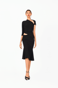 Asymmetric Short Sleeves Cocktail Dress