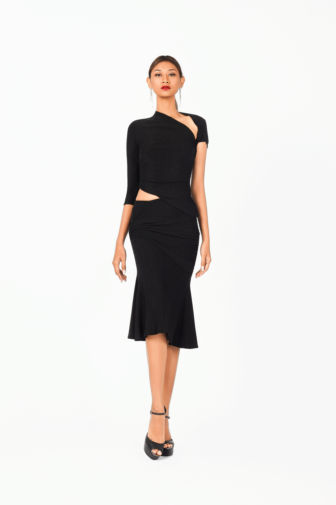 Asymmetric Short Sleeves Cocktail Dress