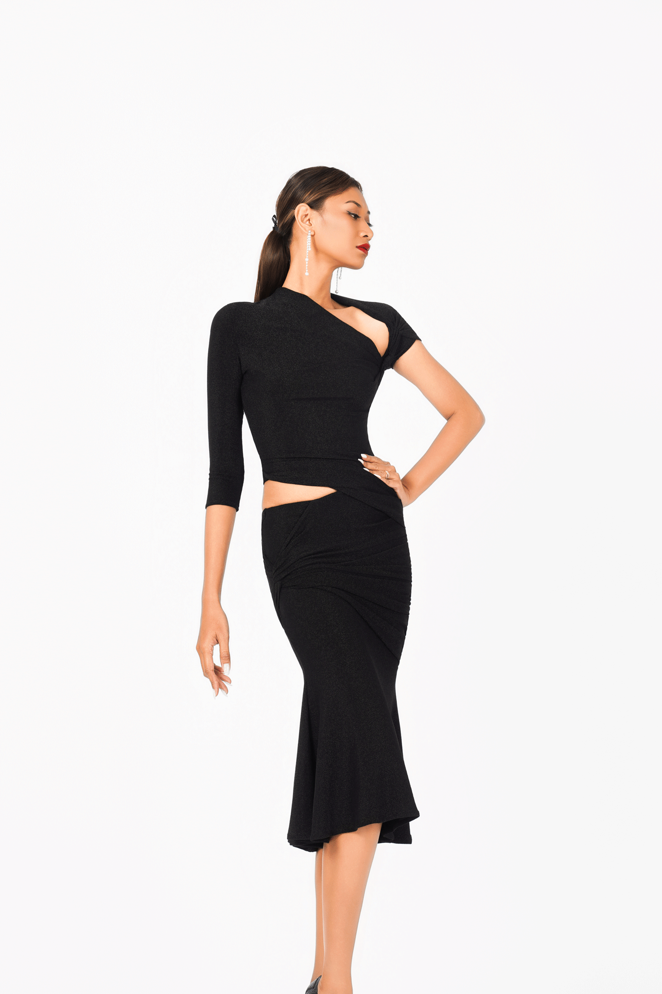 Asymmetric Short Sleeves Cocktail Dress