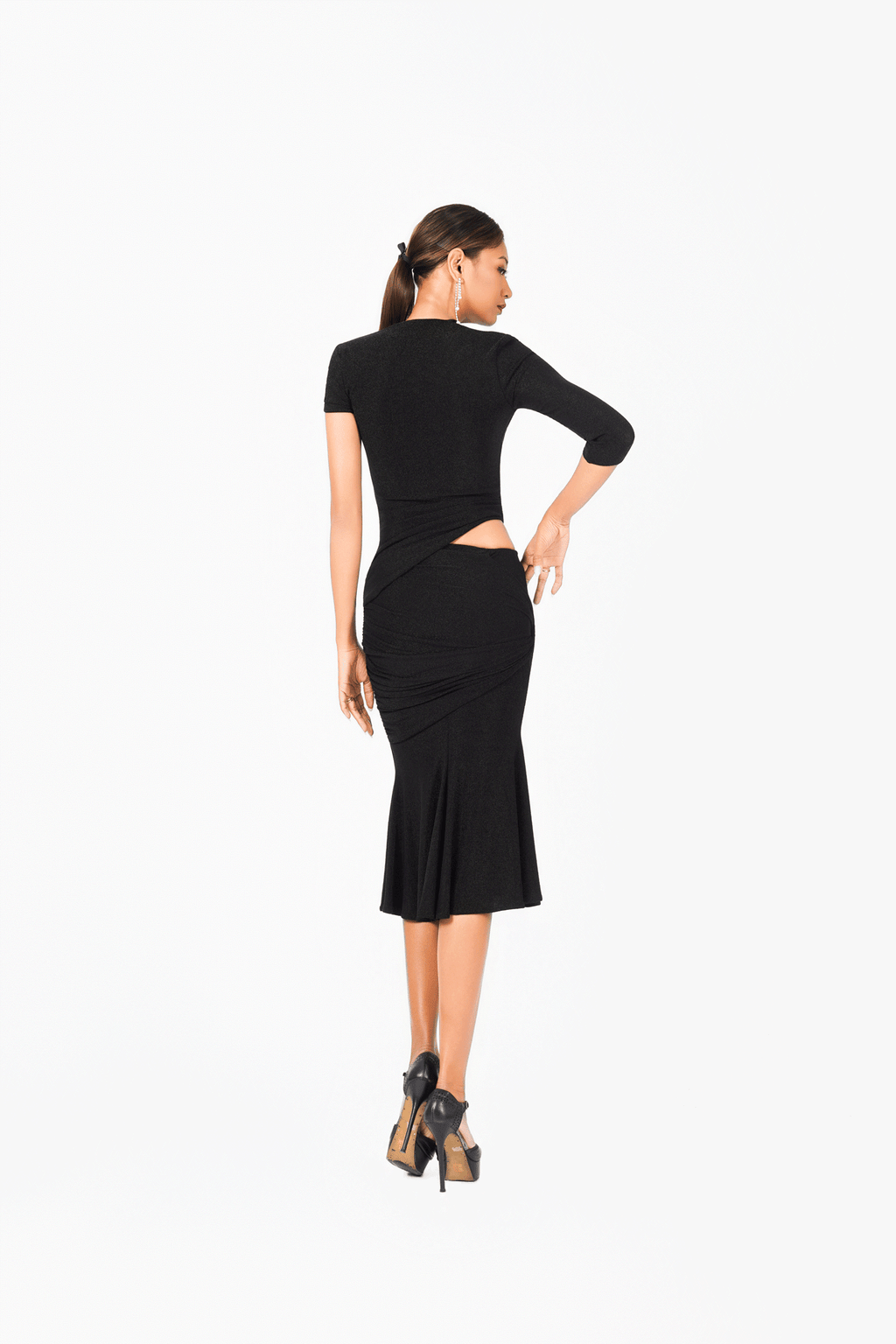 Asymmetric Short Sleeves Cocktail Dress