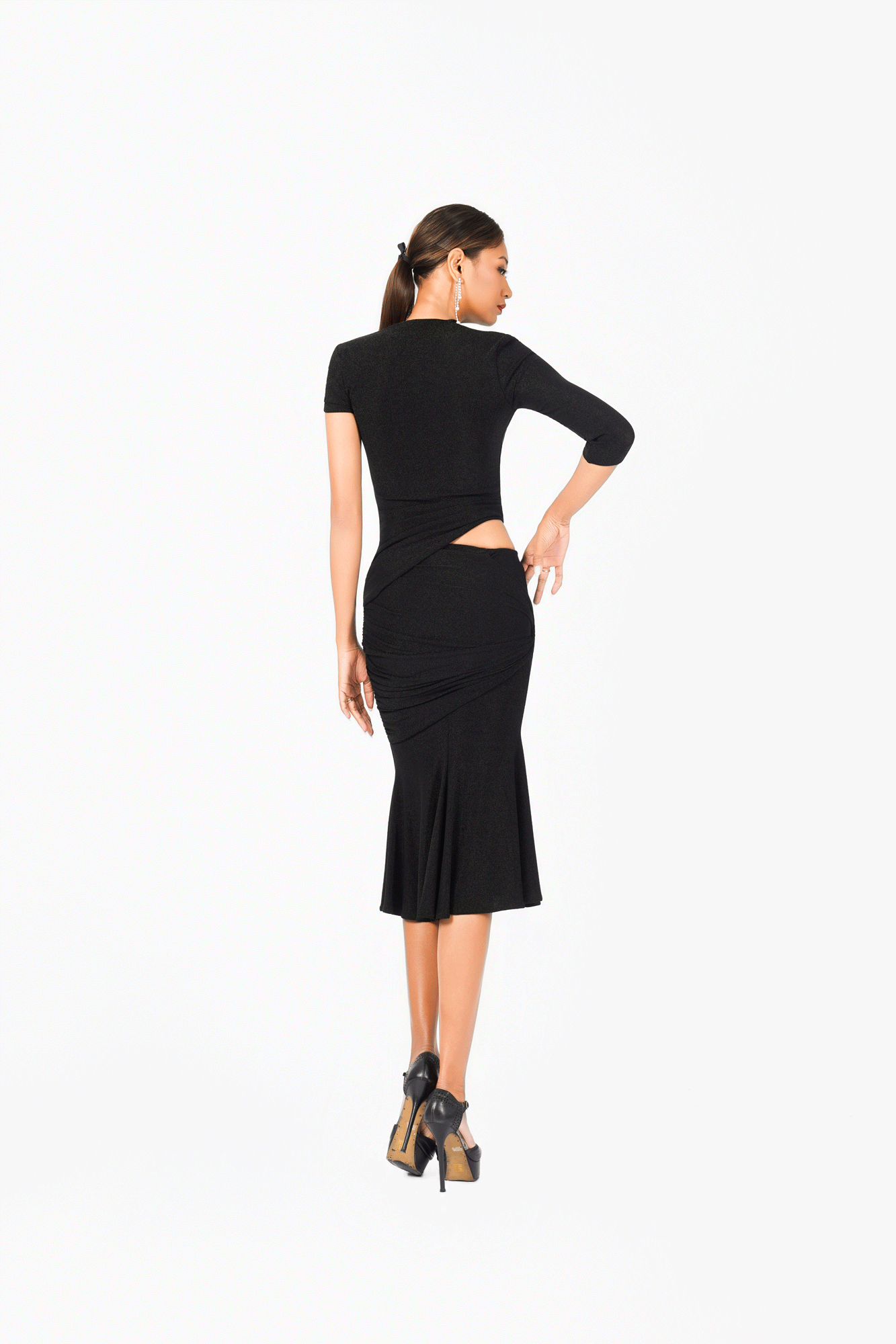 Asymmetric Short Sleeves Cocktail Dress