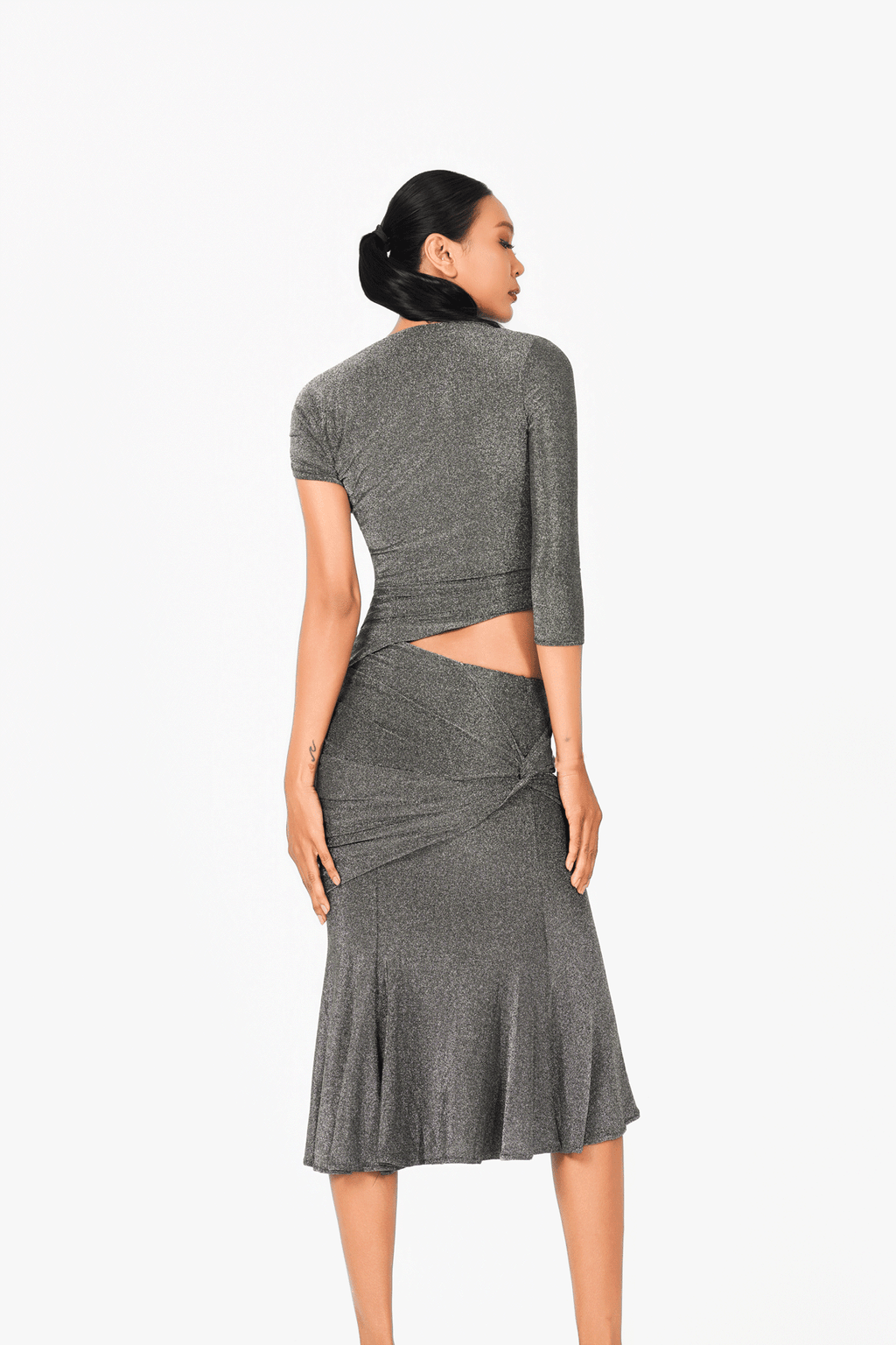 Asymmetric Short Sleeves Cocktail Dress