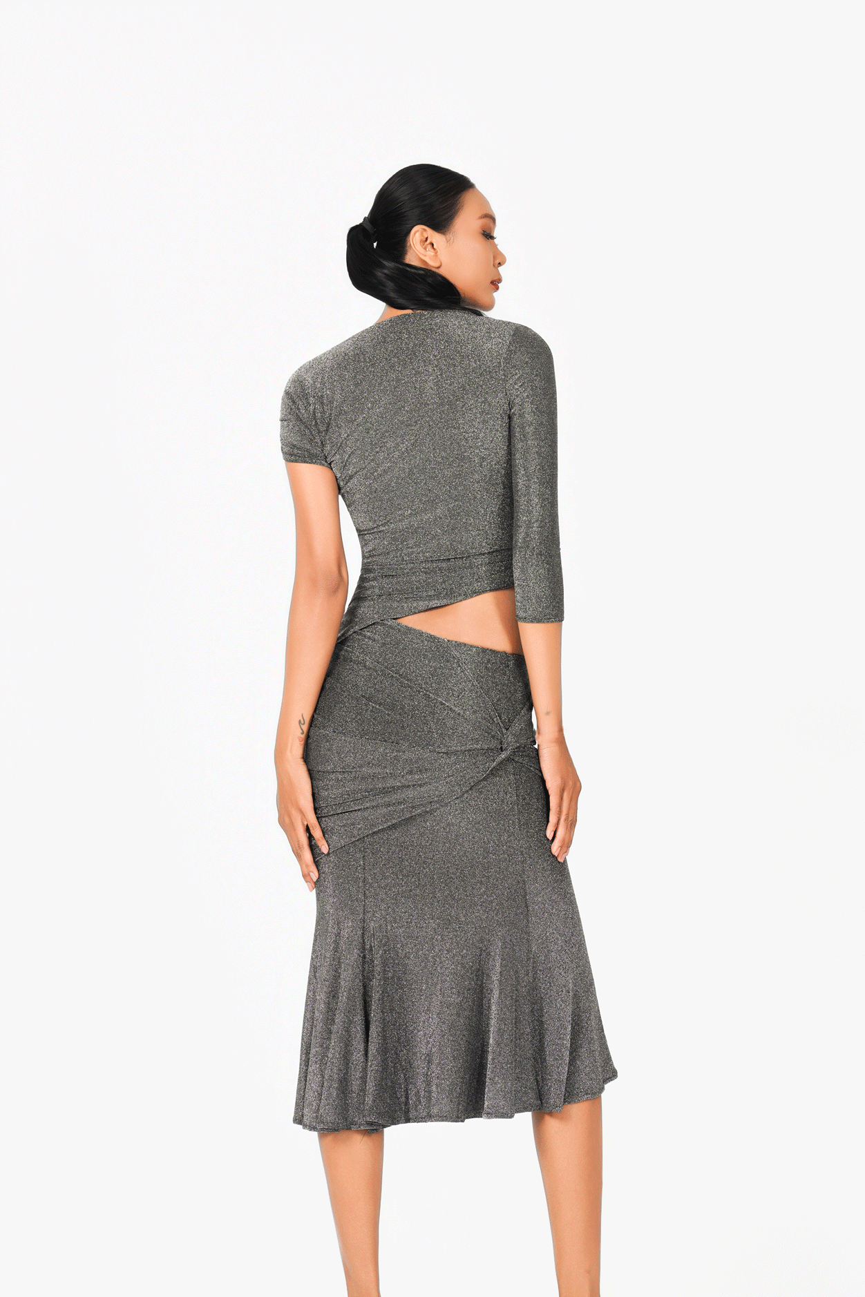 Asymmetric Short Sleeves Cocktail Dress