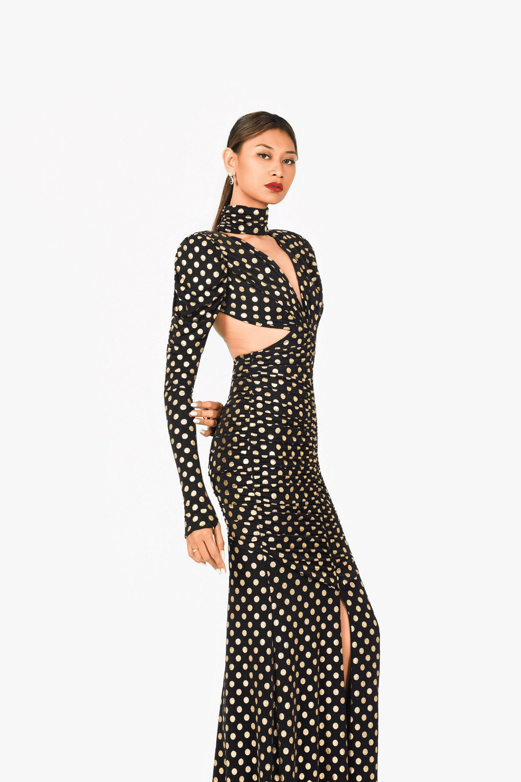 Open Back Long Sleeves Evening Dress