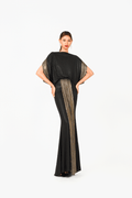 Bat Wing Sleeves Boat Neck Evening Dress