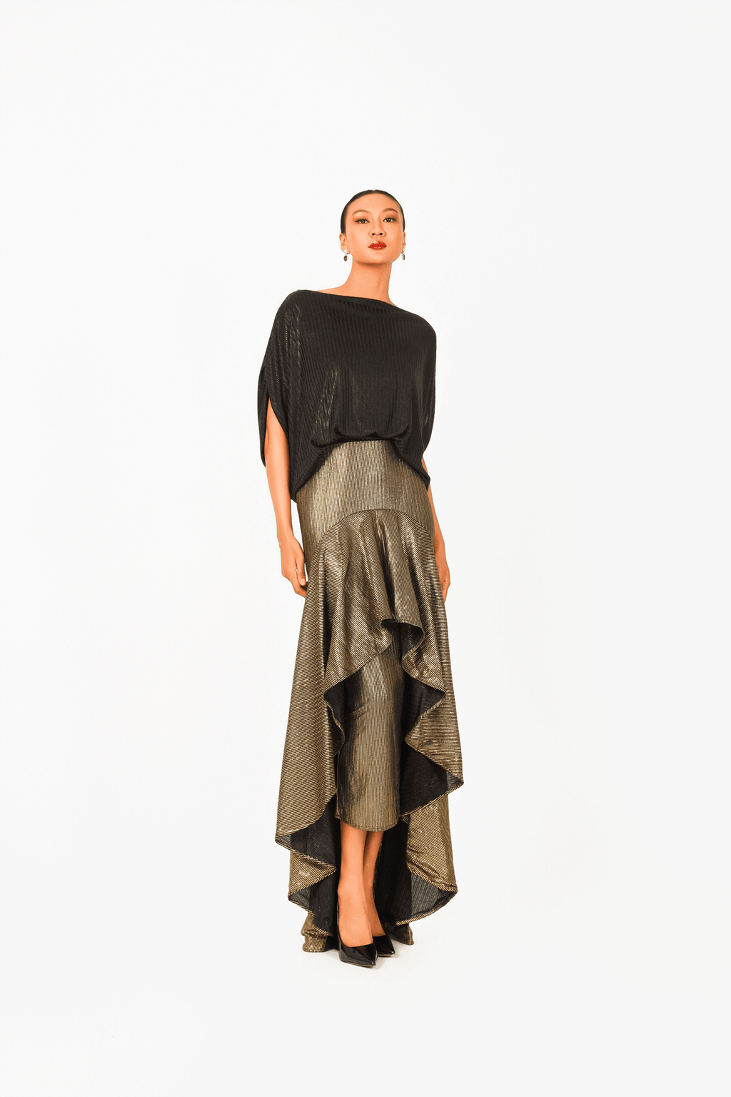 High Waist Ruffles Long Skirt