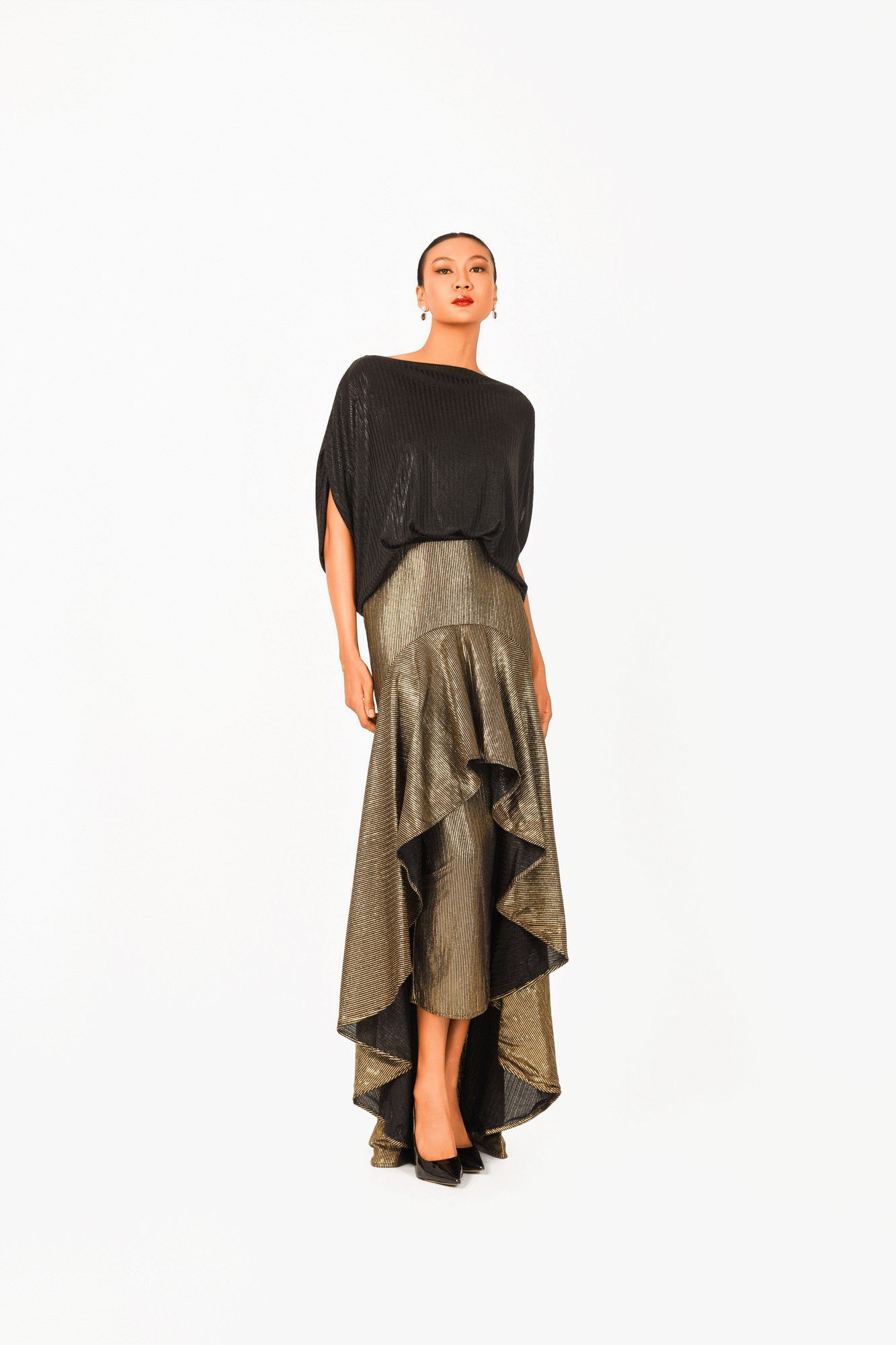 High Waist Ruffles Long Skirt