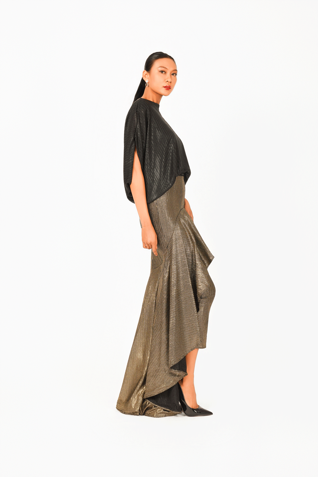High Waist Ruffles Long Skirt