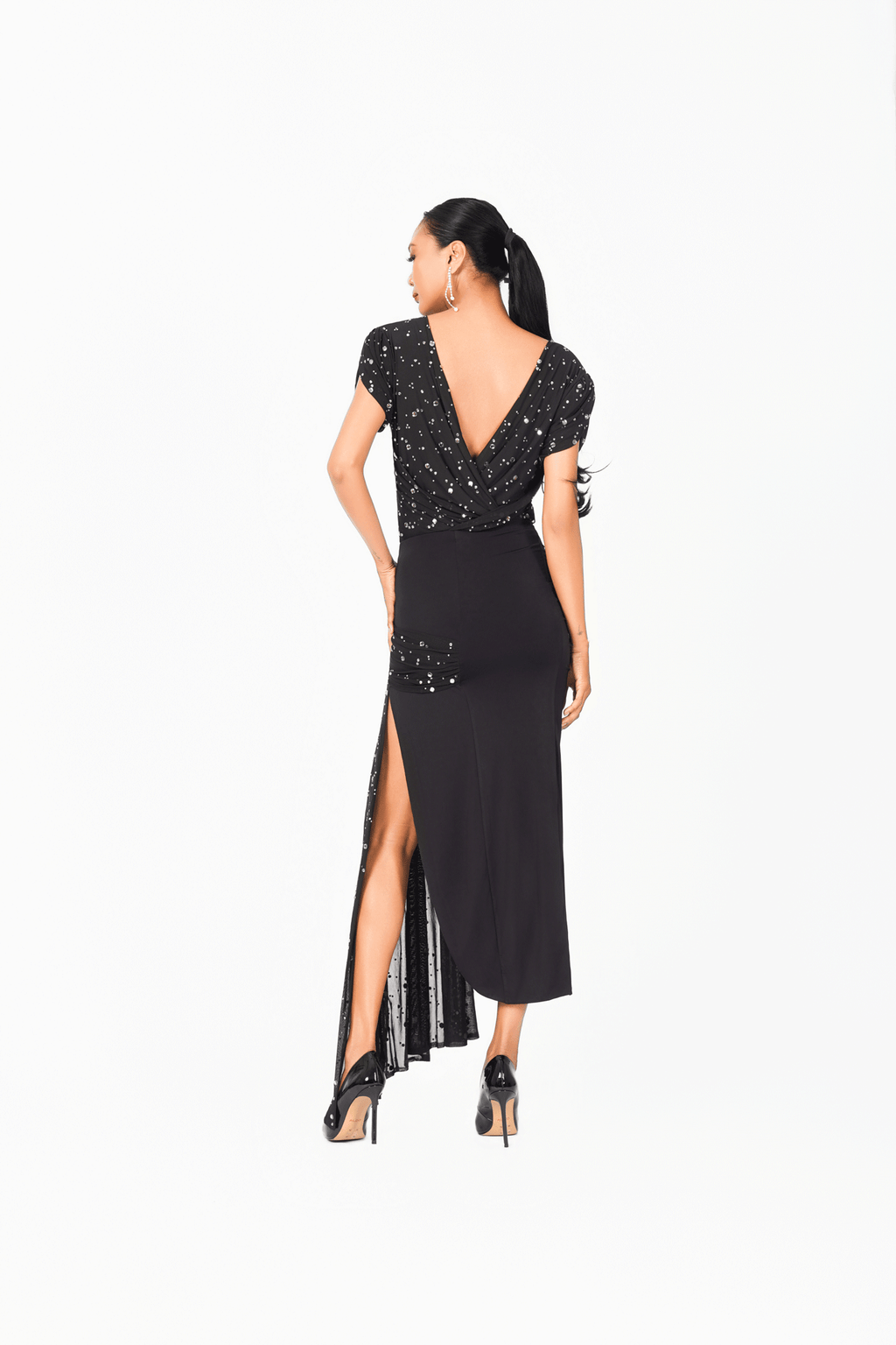 Asymmetric Rainy Stone Long Skirt
